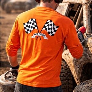 Pit Crew Safety Orange Men's Long Sleeve Shirt